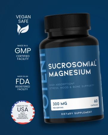 Potent Nutri Sucrosomial Magnesium — 300 mg High Absorption Magnesium Supplement (60 Vegan Capsules)