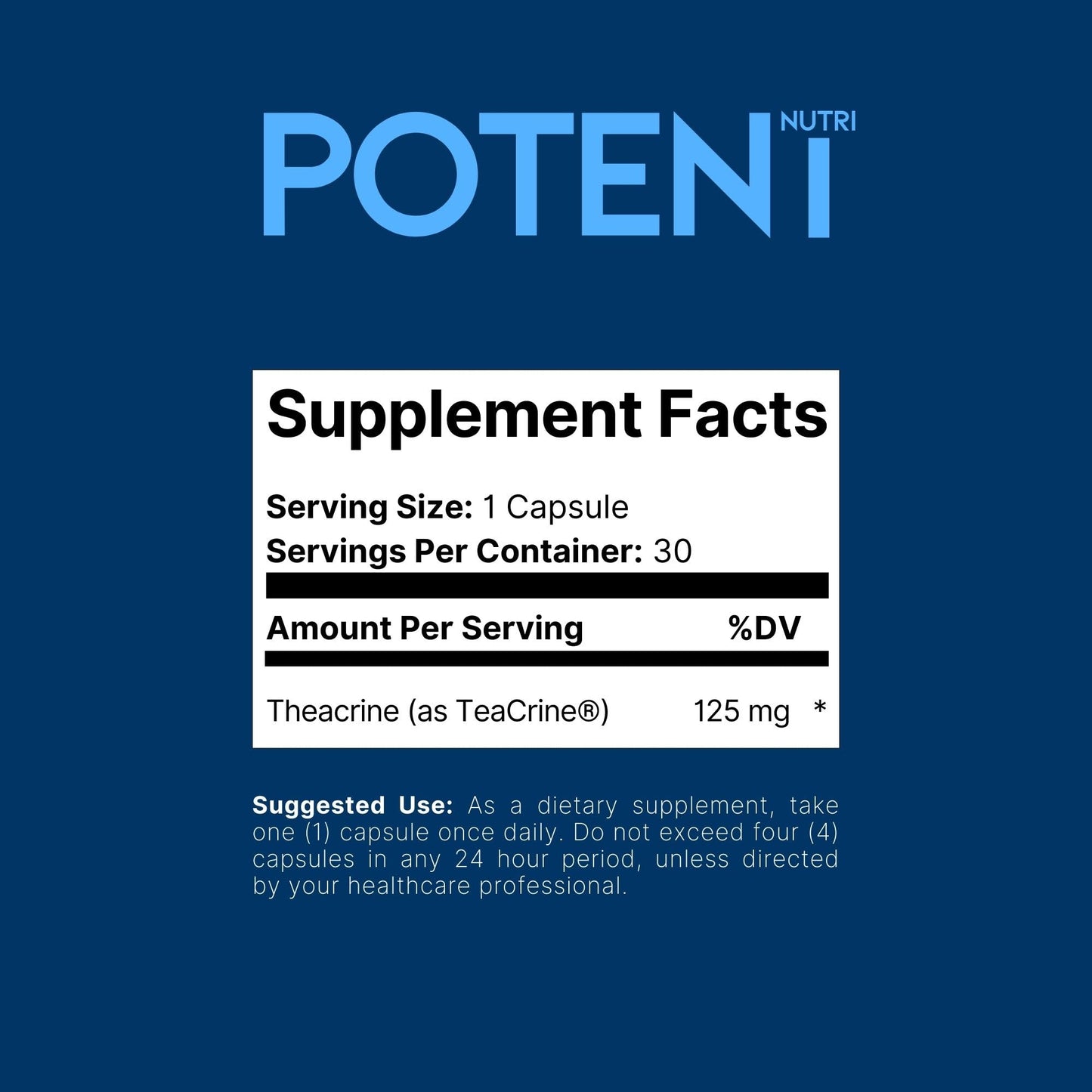 Potent Nutri Theacrine (TeaCrine) Supplement to Support Mental Clarity, Motivation, Energy & Mood - 125 Mg, Vegan, 30 Veggie Capsules