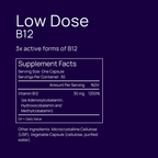 Low Dose B12 - 3x Active Forms - 30 Capsules