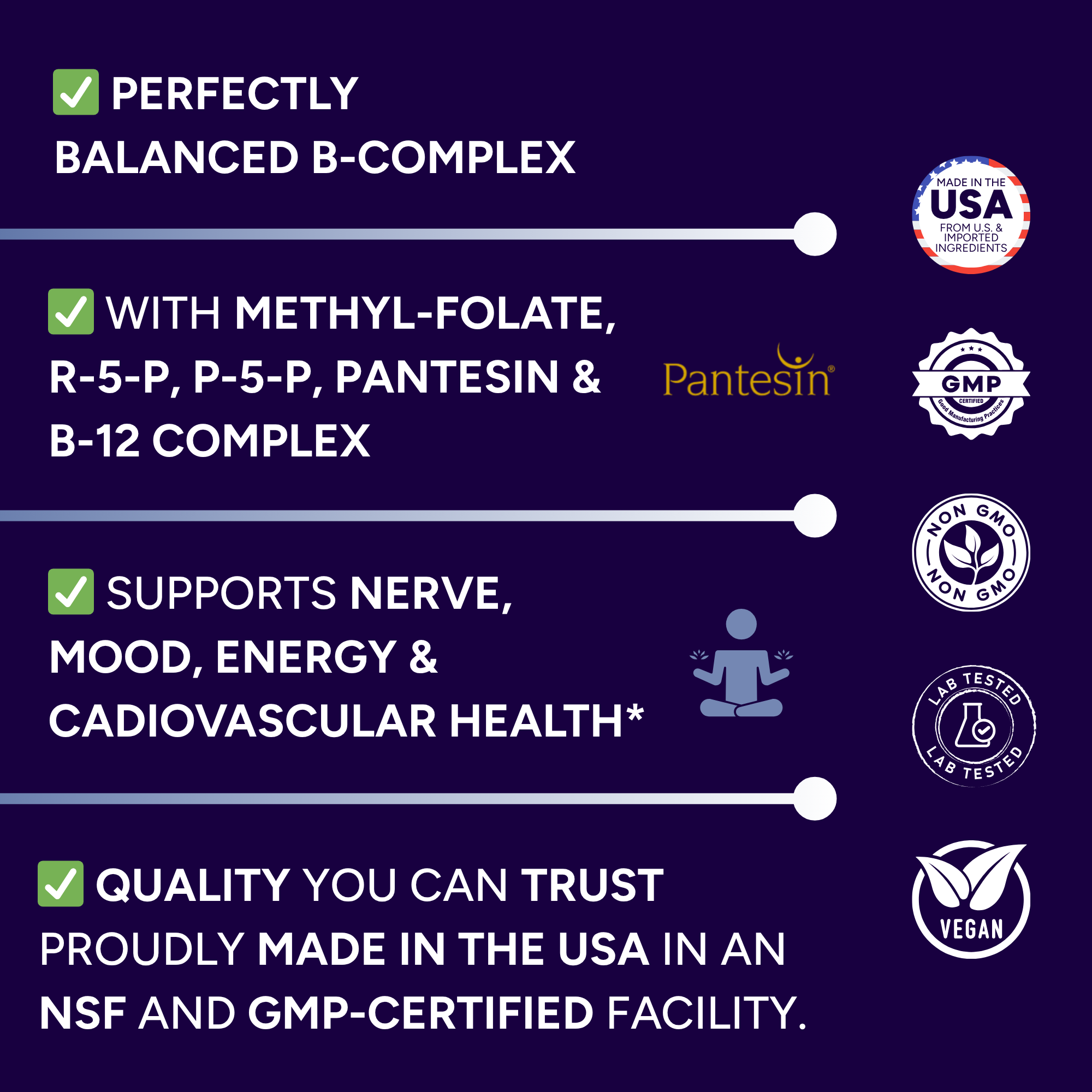 Low Dose B-Complex - 60 Capsules - Complete Daily Support