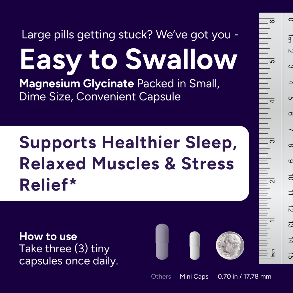Magnesium Glycinate Small Capsules - 90 Capsules, Easy to Swallow, Albion TRAACS® Magnesium Bisglycinate Chelate - Kosher