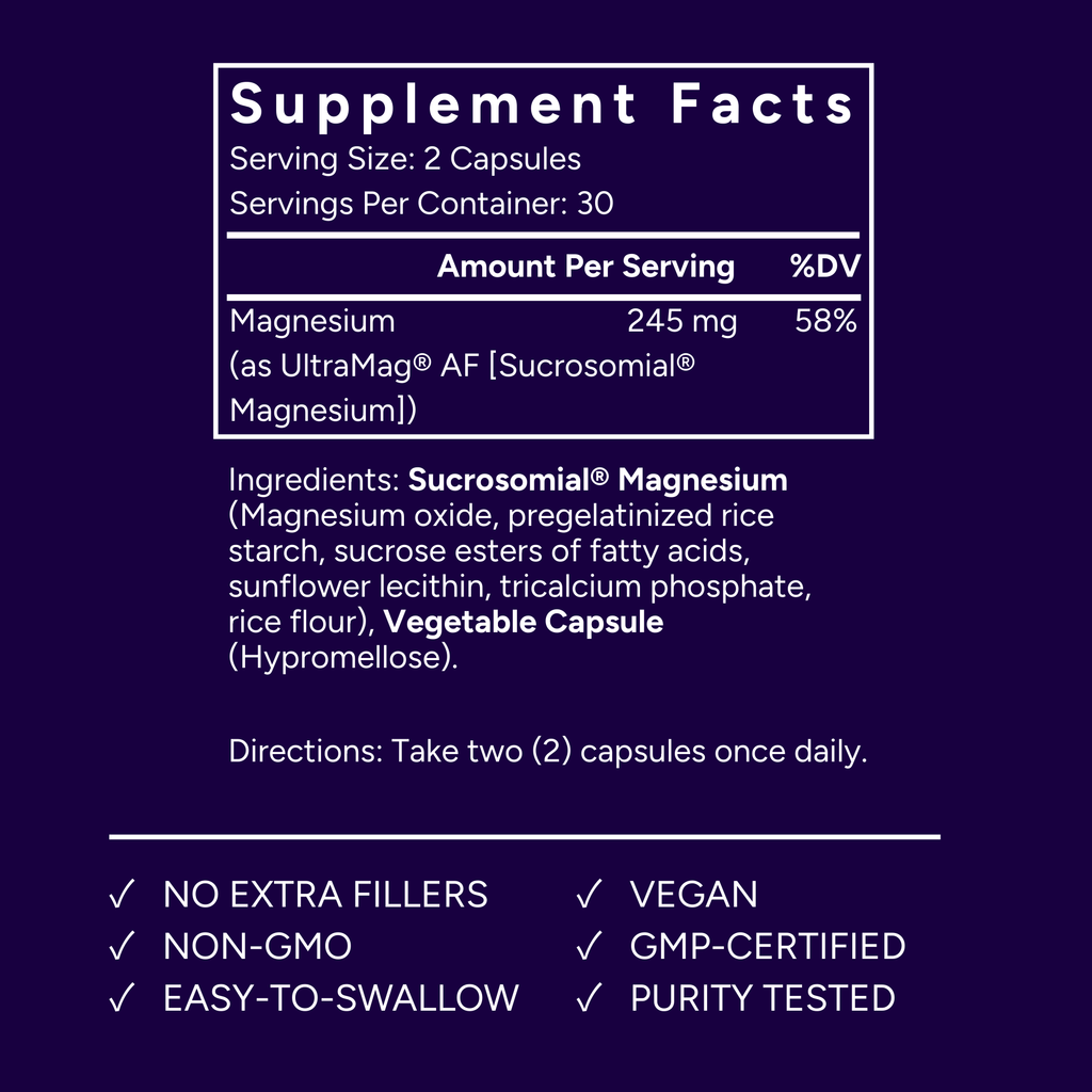 Potent Nutri Sucrosomial Magnesium — 245 mg High Absorption Magnesium Supplement (60 Vegan Capsules)
