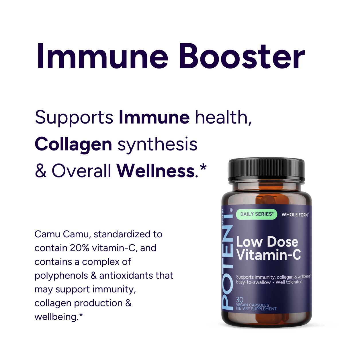 Low Dose Real Vitamin C Complex – Potent Nutri