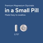 Magnesium Glycinate Small Capsules - 90 Capsules, Easy to Swallow, Albion TRAACS® Magnesium Bisglycinate Chelate - Kosher