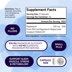 Magnesium Glycinate Small Capsules - 90 Capsules, Easy to Swallow, Albion TRAACS® Magnesium Bisglycinate Chelate - Kosher