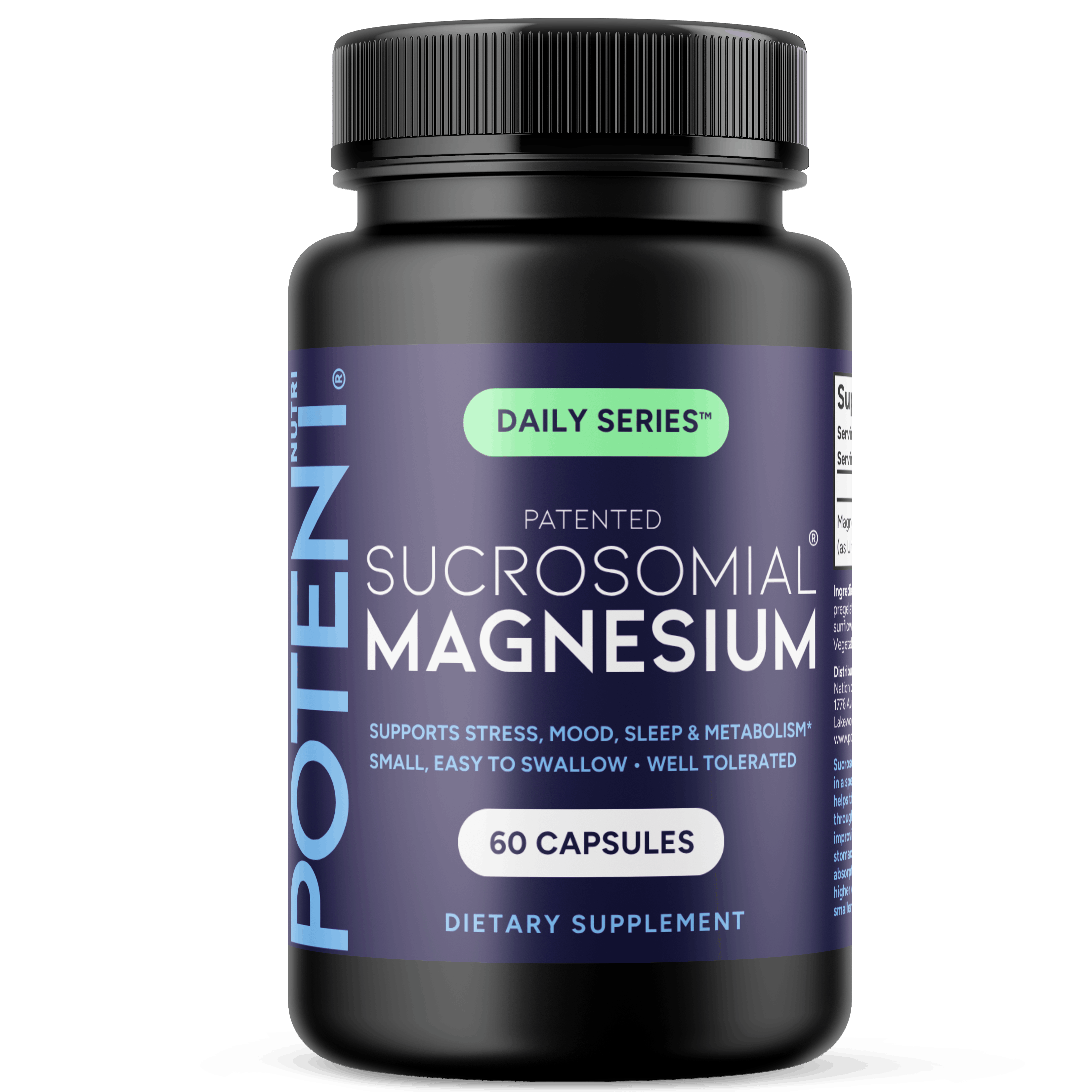 Potent Nutri Sucrosomial Magnesium — 245 mg High Absorption Magnesium Supplement (60 Vegan Capsules)