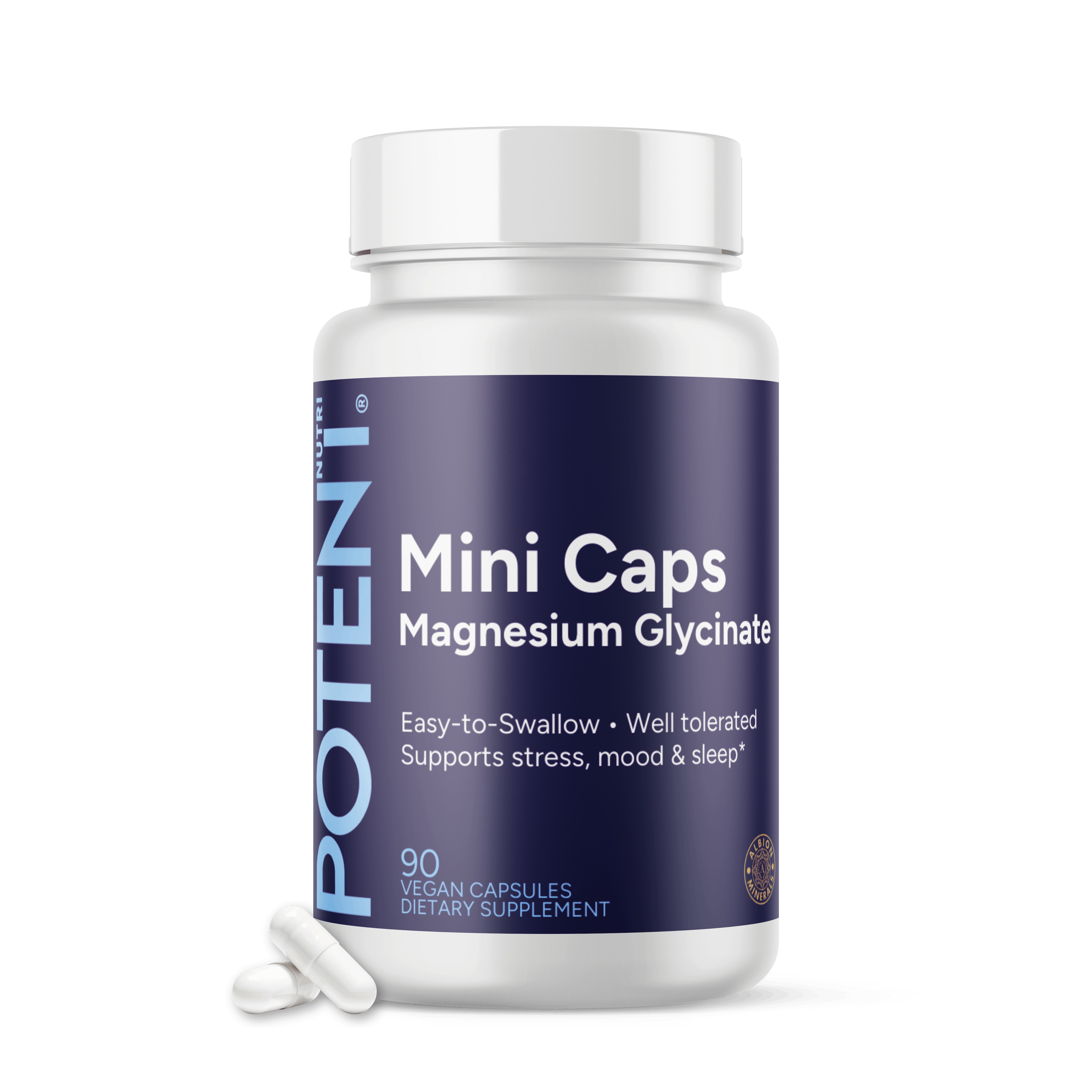 Magnesium Glycinate Small Capsules - 90 Capsules, Easy to Swallow, Albion TRAACS® Magnesium Bisglycinate Chelate - Kosher